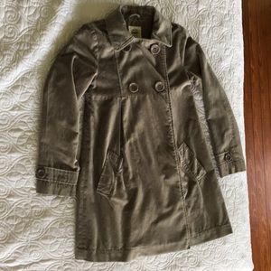 Grey velvet Mini Boden girls coat; 11-12 youth